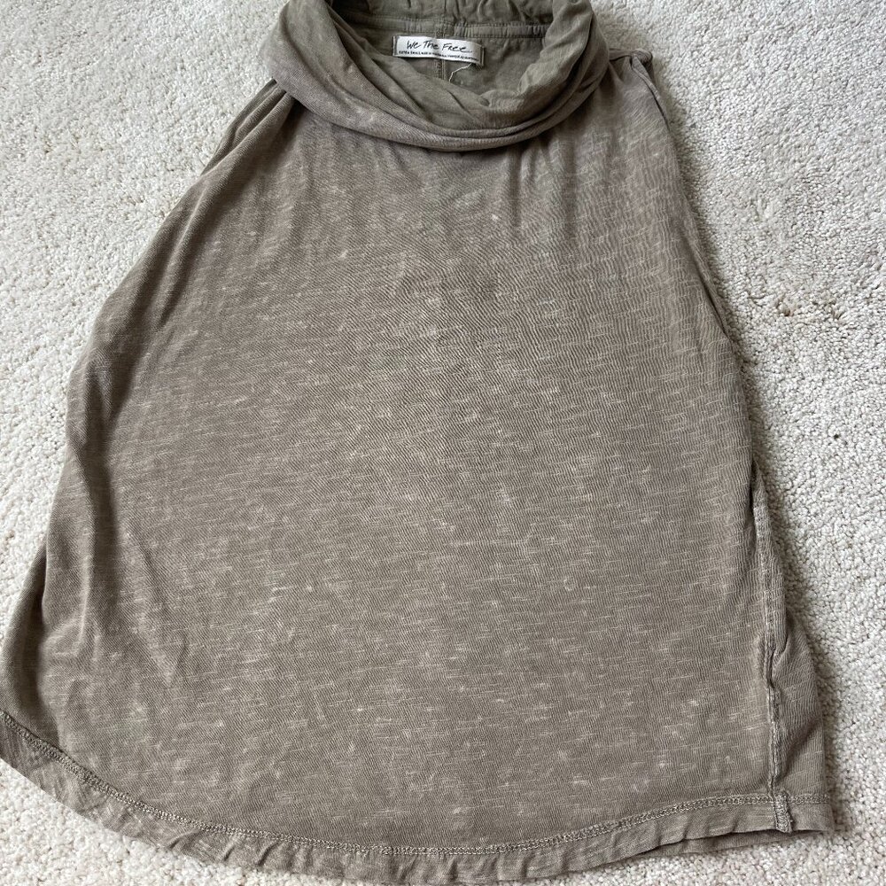 We The Free Cowlneck Tank Top Green Heathered Size Small 100% Cotton